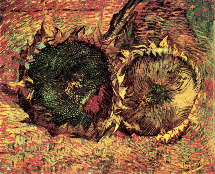 Two Cut Sunflowers 1887 Van Gogh Oil Painting